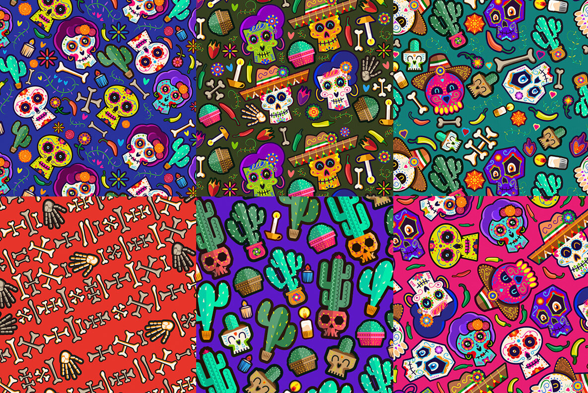 Day of The Dead Pattern Illustrations 3