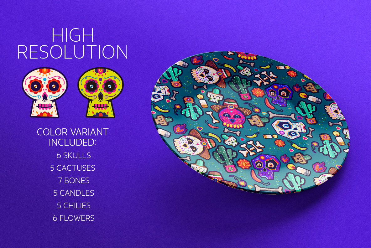 Day of The Dead Pattern Illustrations 5