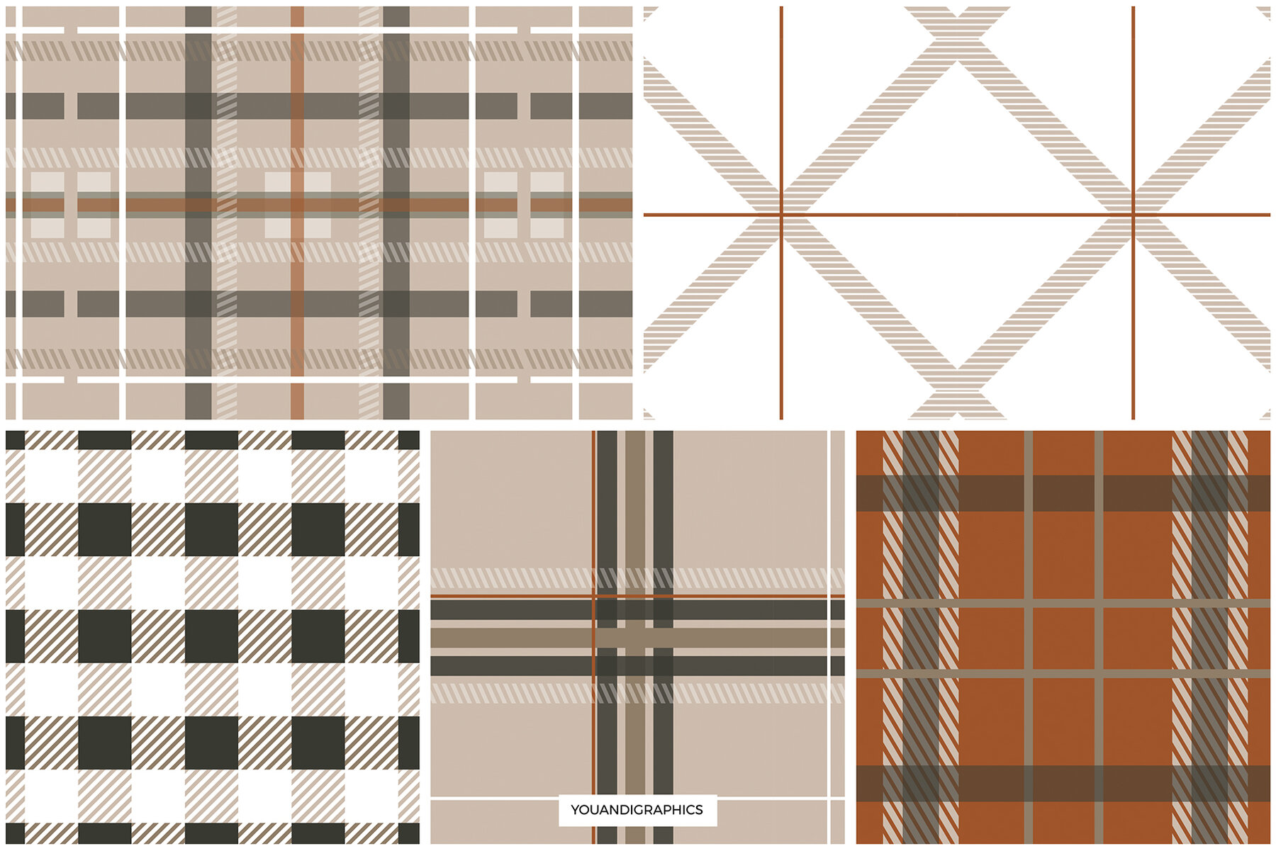 Autumn Plaid Seamless Patterns 8