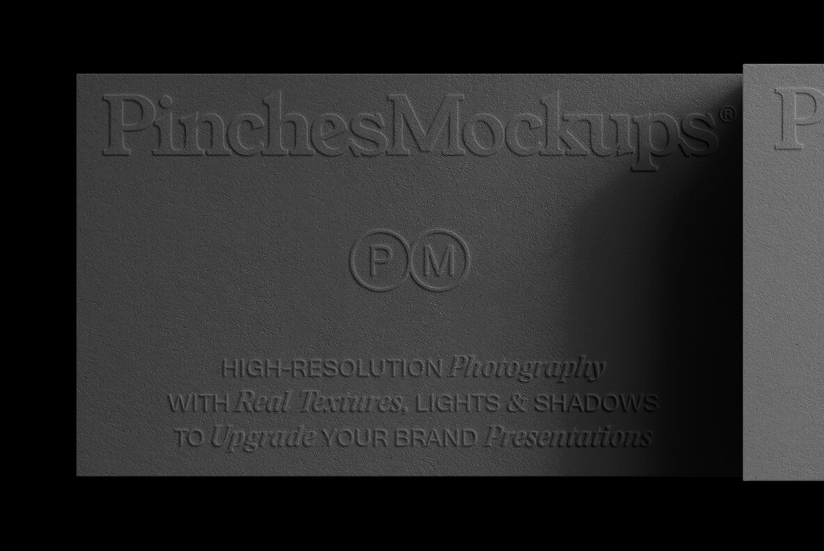 PM BC 10   Embossed Debossed Business Cards Mockup 2