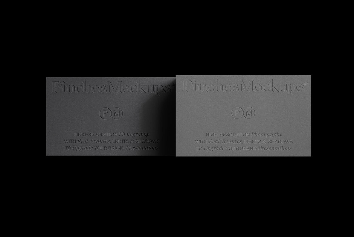 PM BC 10   Embossed Debossed Business Cards Mockup 3