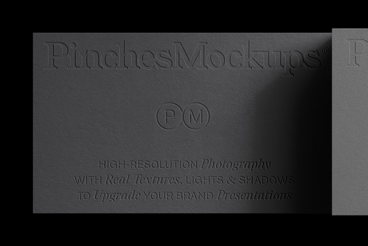 PM BC 10   Embossed Debossed Business Cards Mockup 4