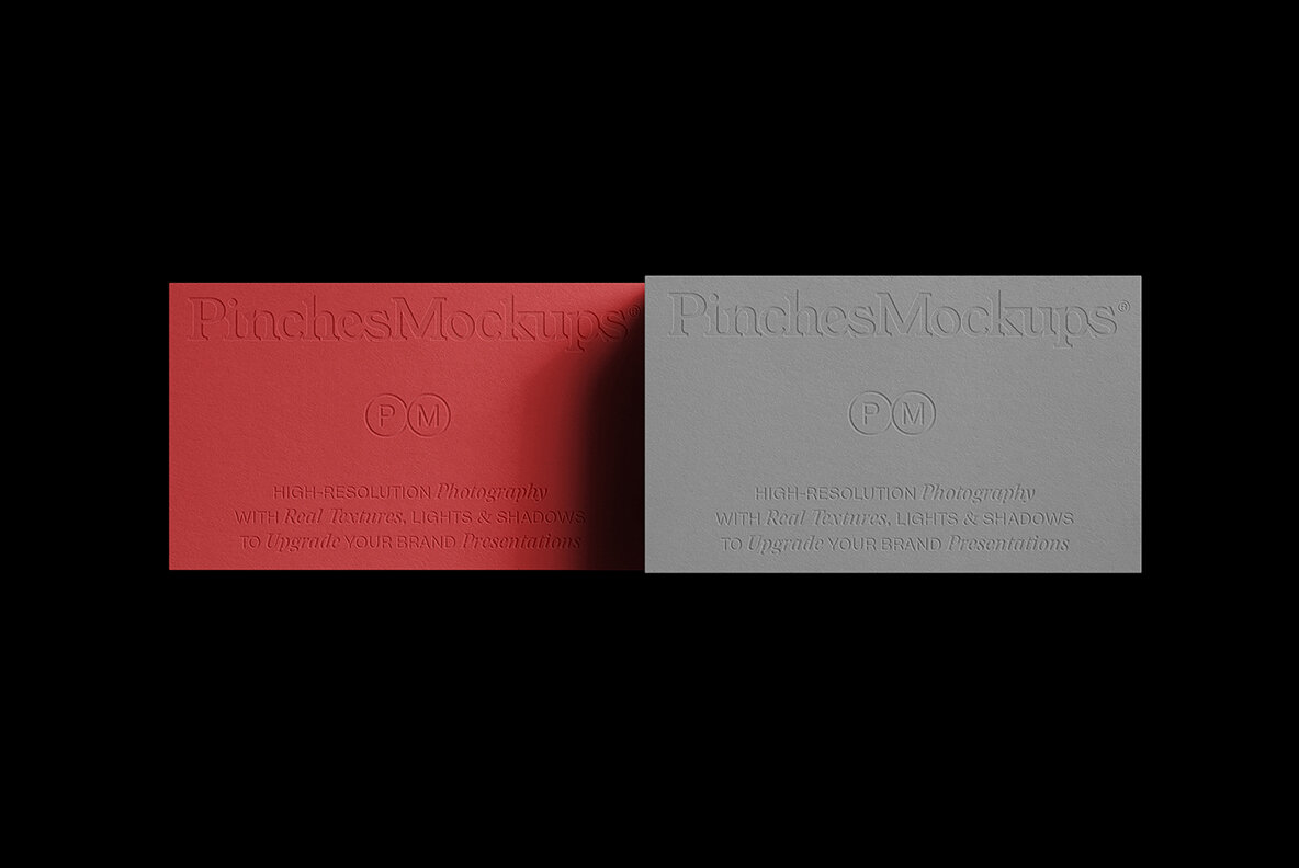 PM BC 10   Embossed Debossed Business Cards Mockup 5
