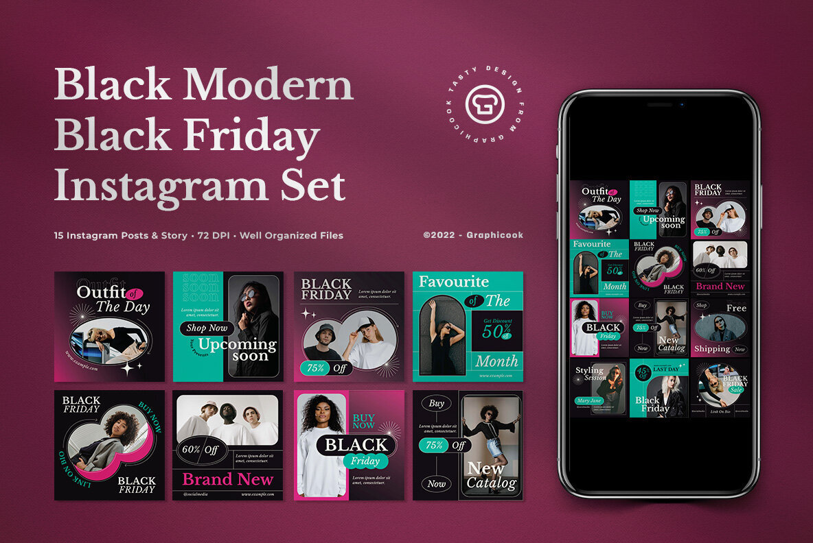Black Modern Black Friday Instagram Pack 1