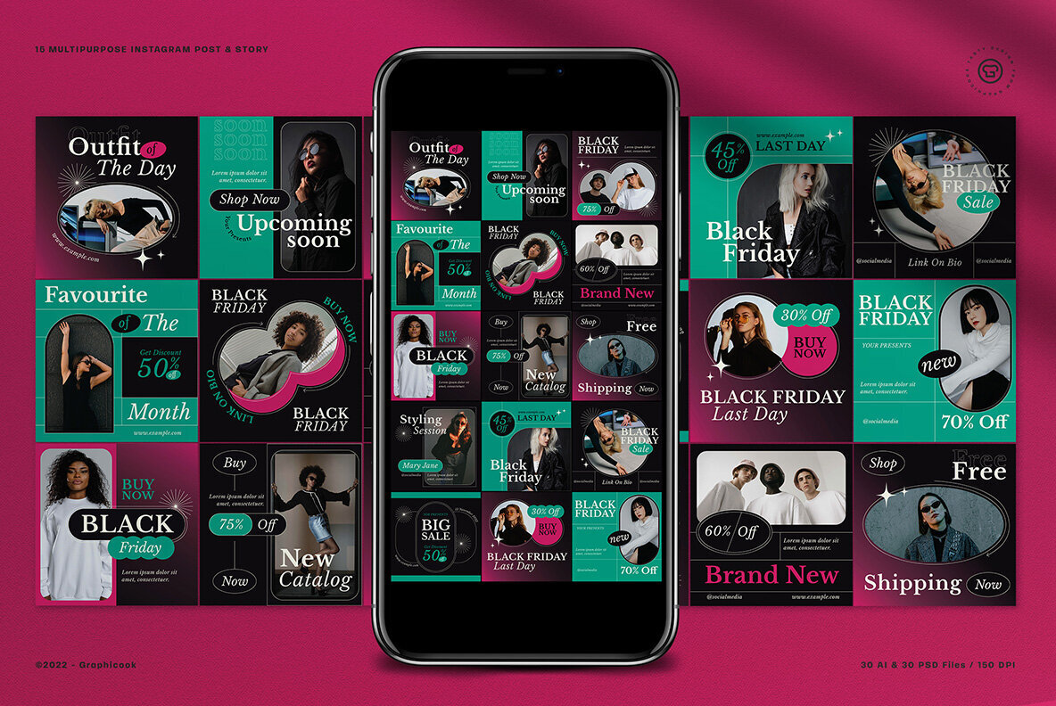 Black Modern Black Friday Instagram Pack 2