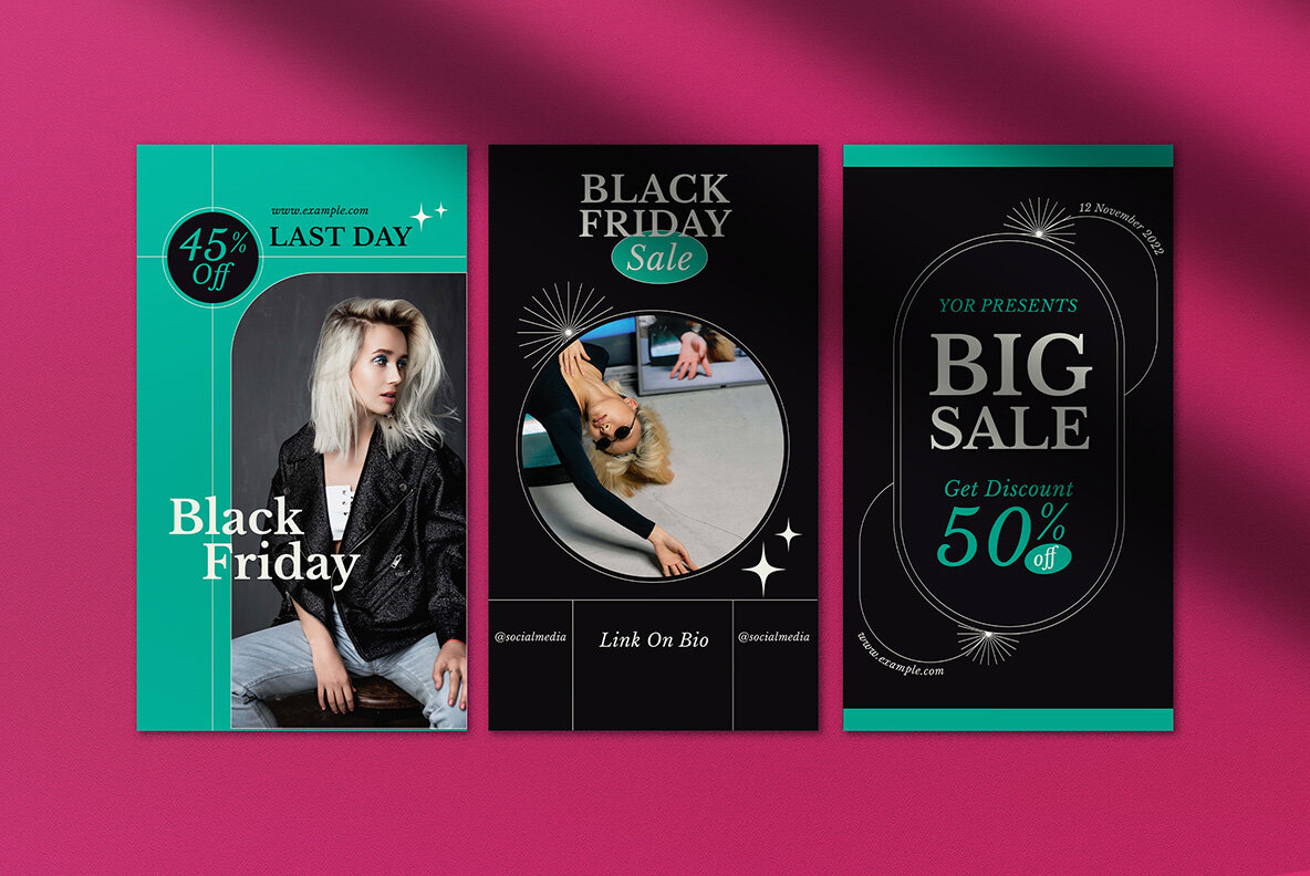 Black Modern Black Friday Instagram Pack 5