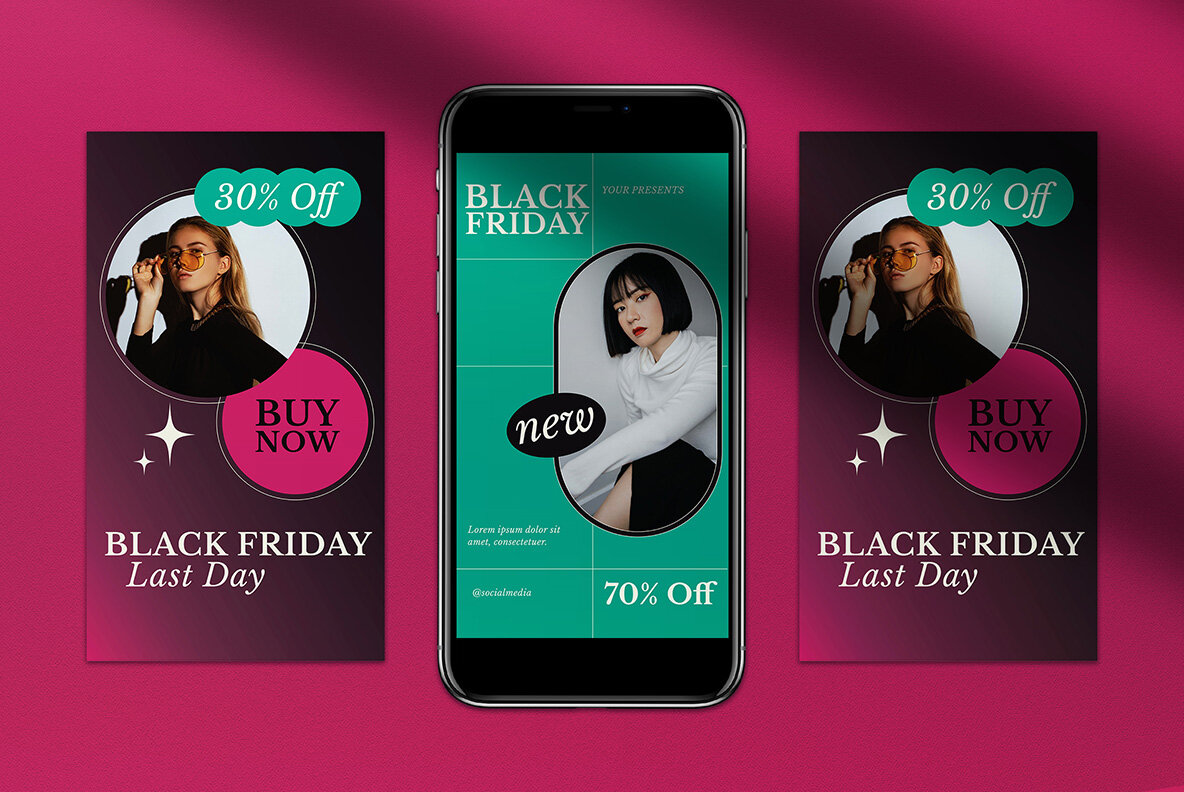 Black Modern Black Friday Instagram Pack 6