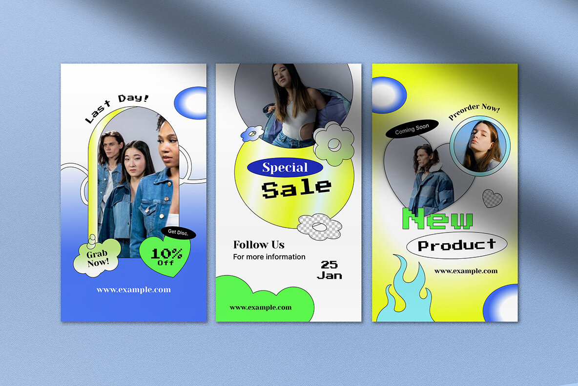 Blue Y2K Aesthetic Fashion Instagram Pack 5