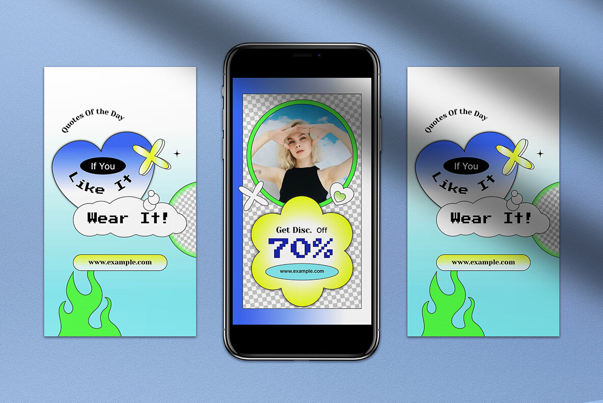 Blue Y2K Aesthetic Fashion Instagram Pack 6