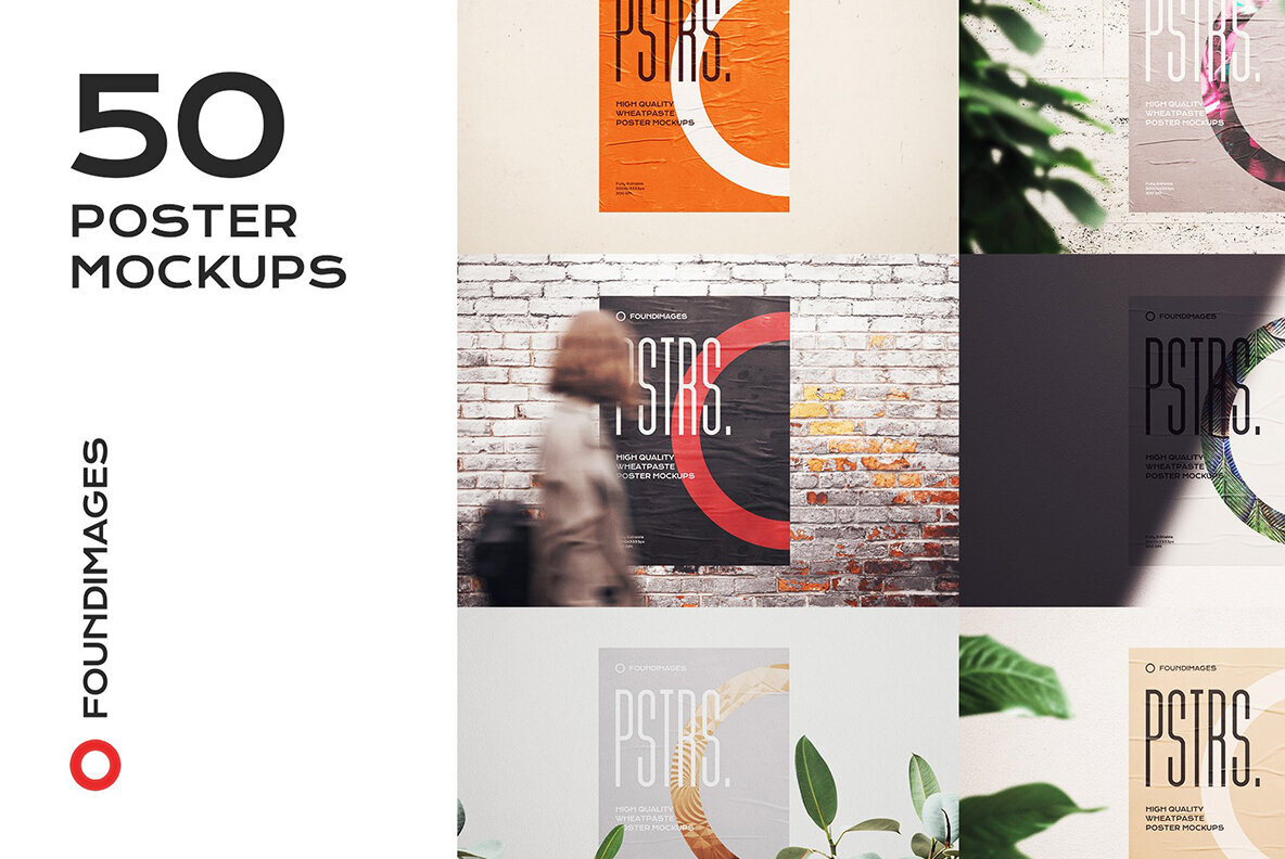 50 Poster Mockup Bundle Glued Paper 1