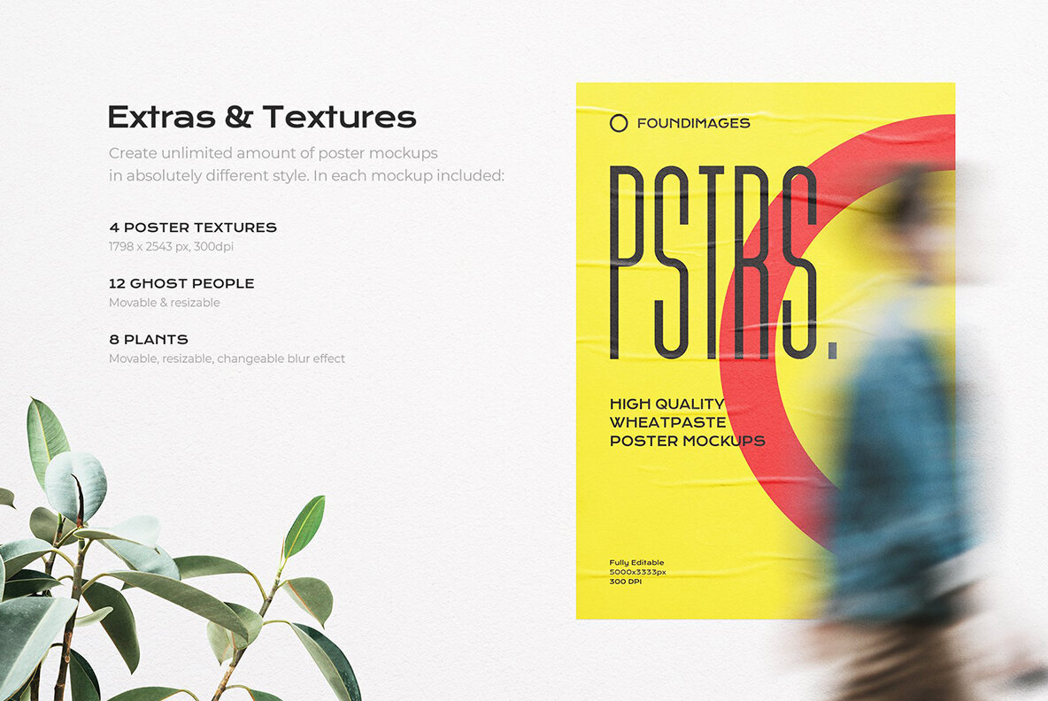 50 Poster Mockup Bundle Glued Paper 2