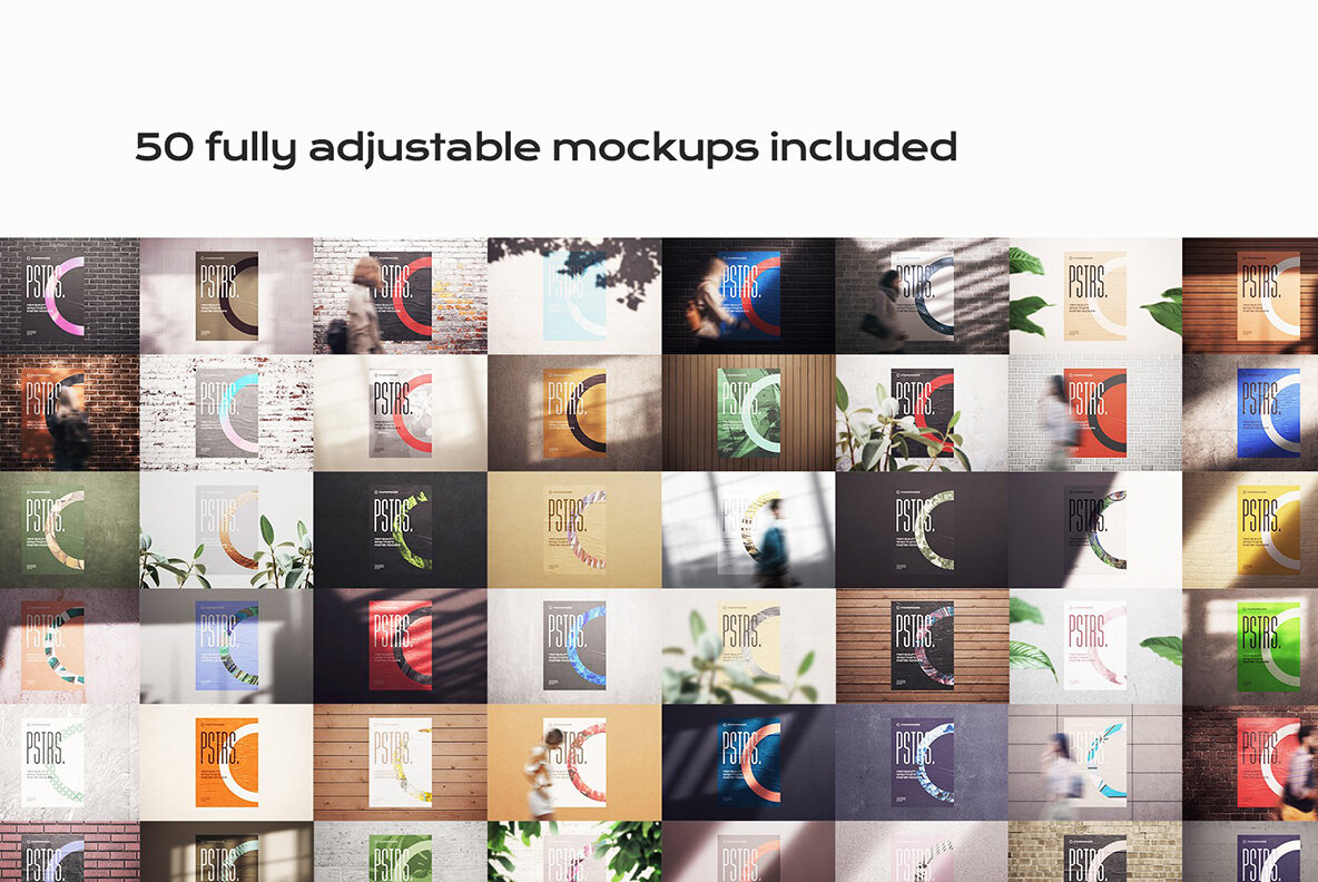 50 Poster Mockup Bundle Glued Paper 5