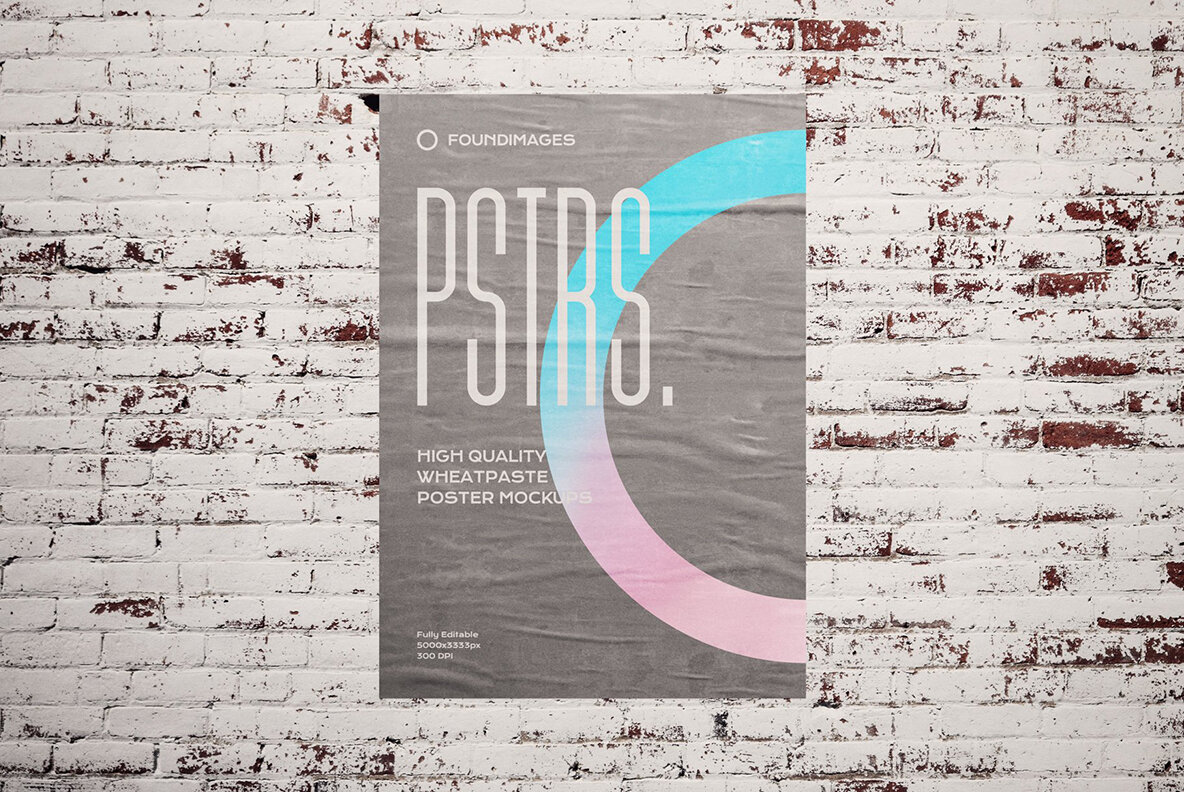 50 Poster Mockup Bundle Glued Paper 17