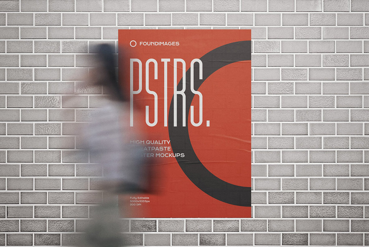 50 Poster Mockup Bundle Glued Paper 19