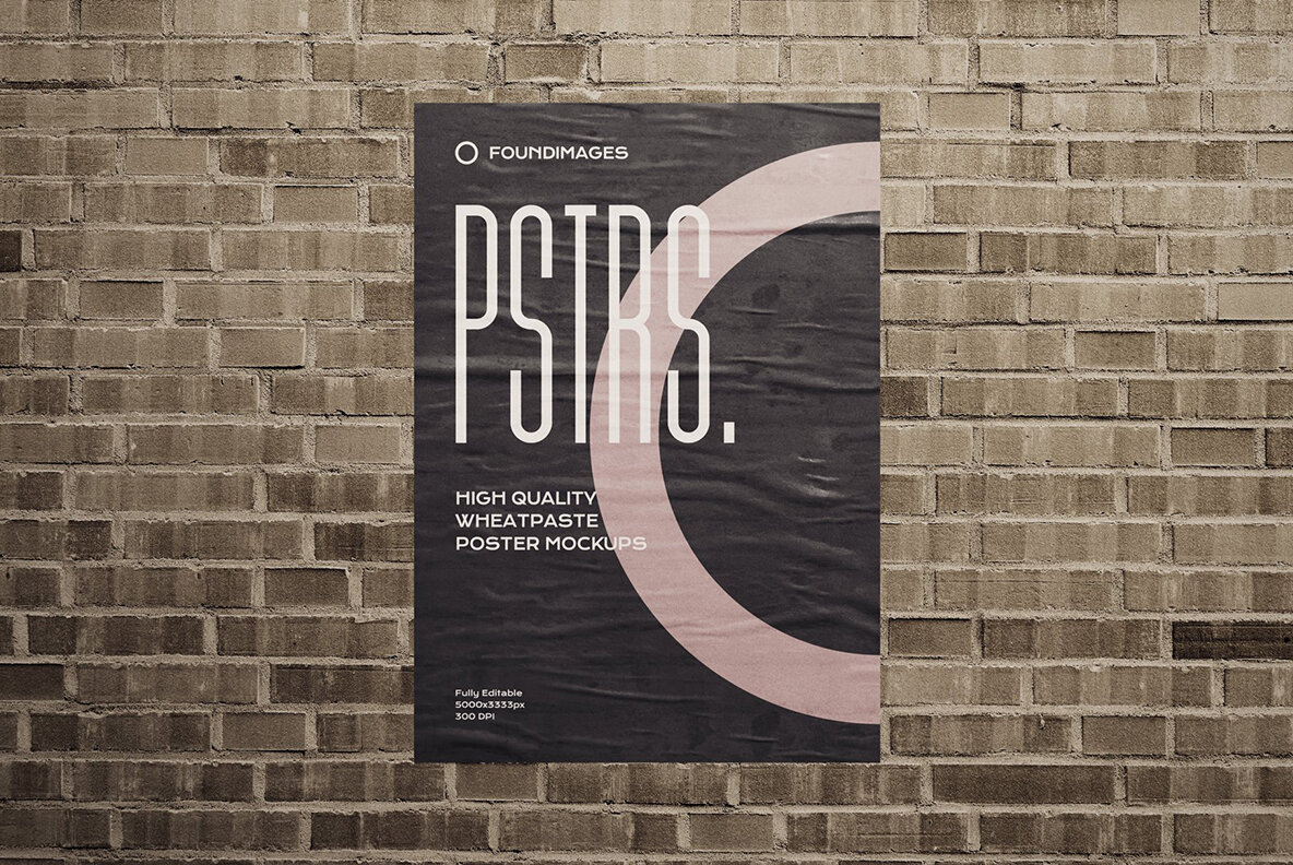 50 Poster Mockup Bundle Glued Paper 23