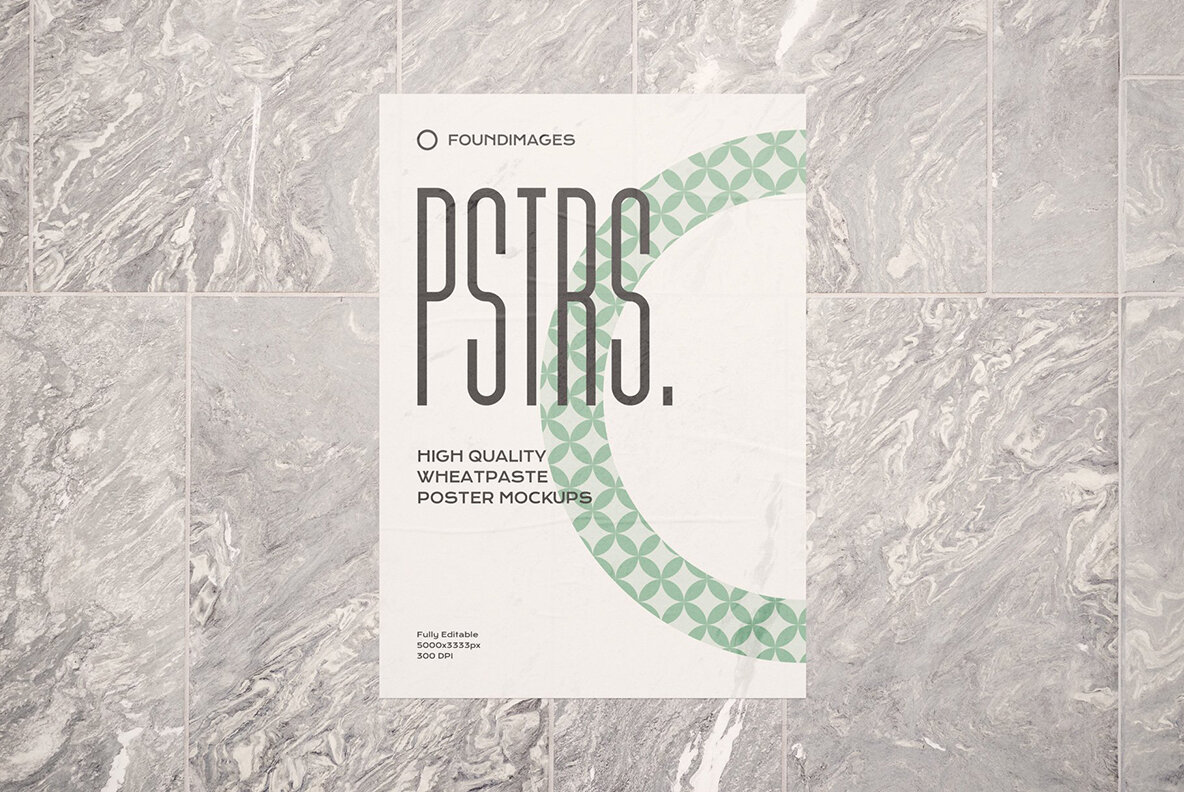 50 Poster Mockup Bundle Glued Paper 24