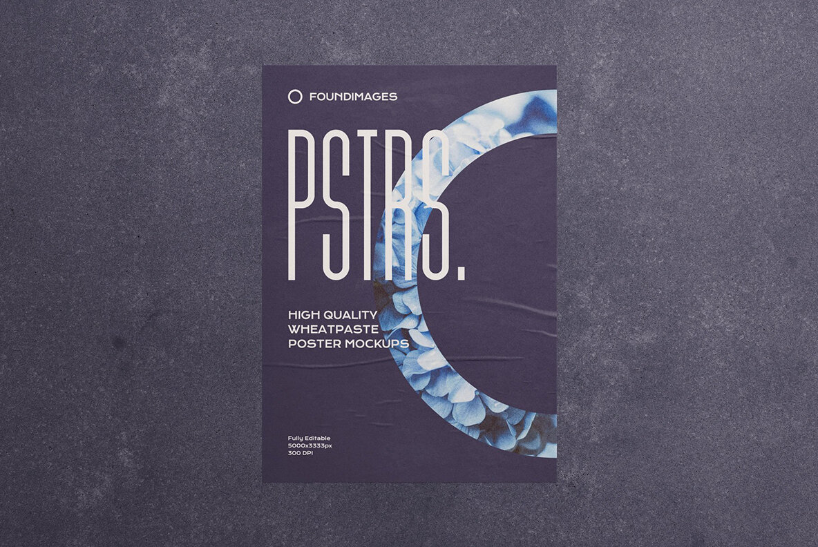 50 Poster Mockup Bundle Glued Paper 26