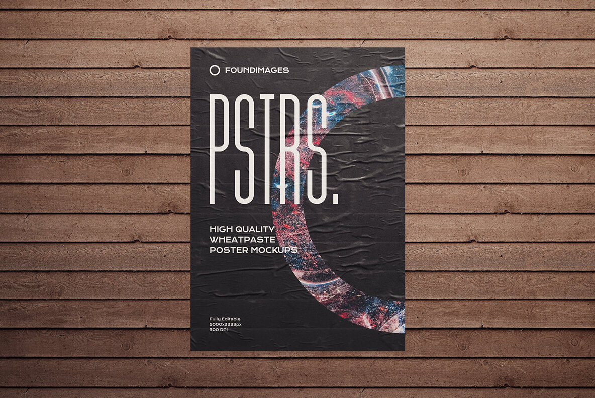 50 Poster Mockup Bundle Glued Paper 28