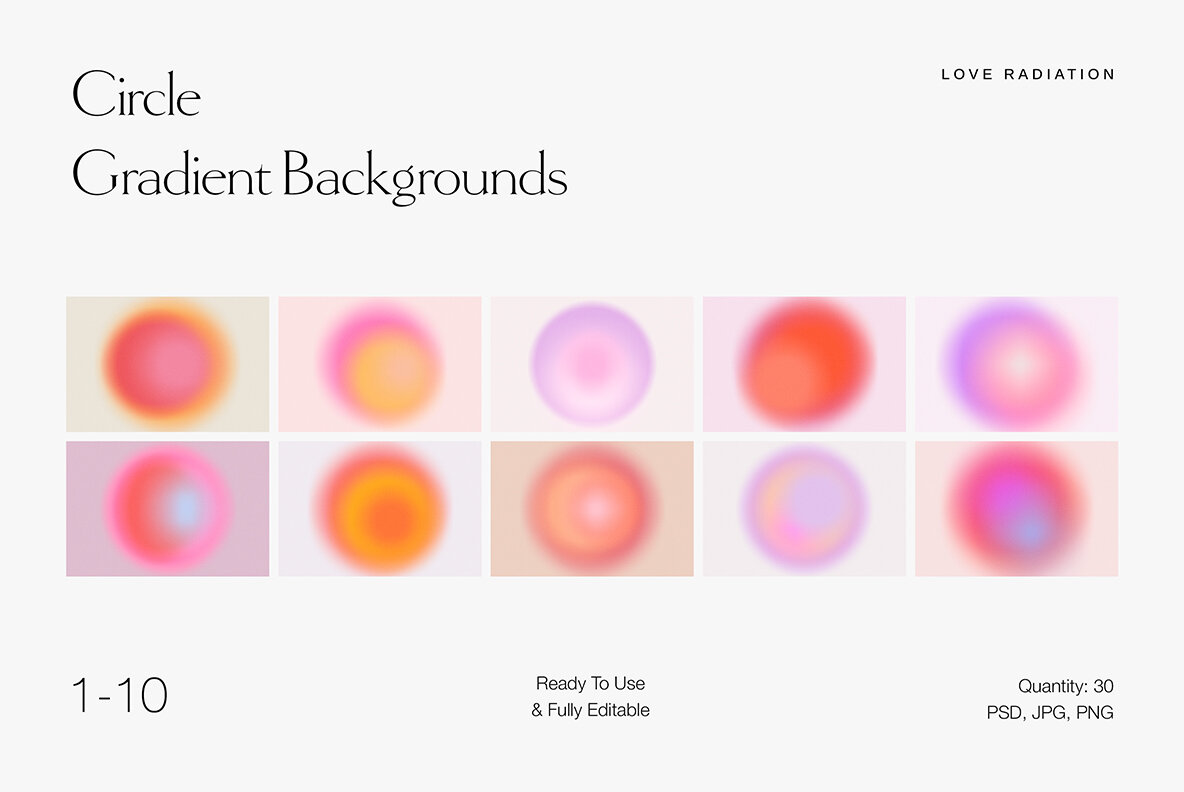 Circle Abstract Bright Grainy Gradient Backgrounds PSD 6