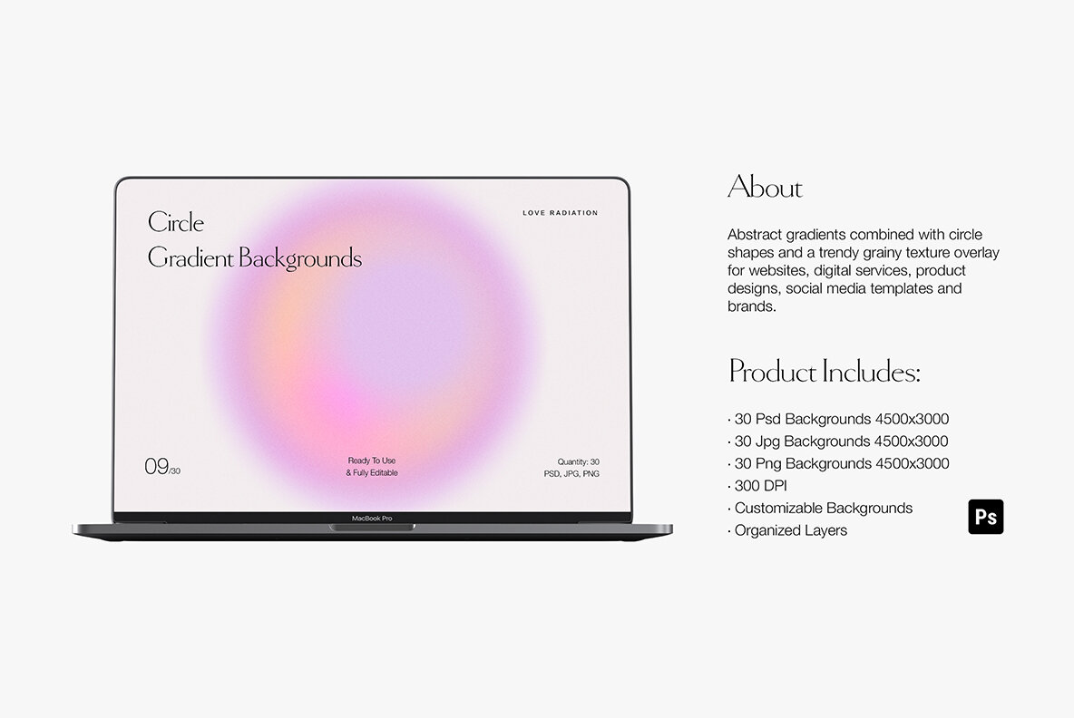 Circle Abstract Bright Grainy Gradient Backgrounds PSD 11