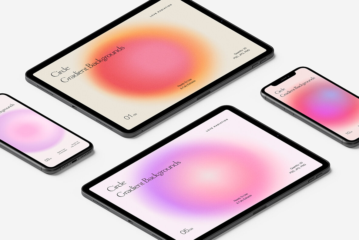 Circle Abstract Bright Grainy Gradient Backgrounds PSD 17