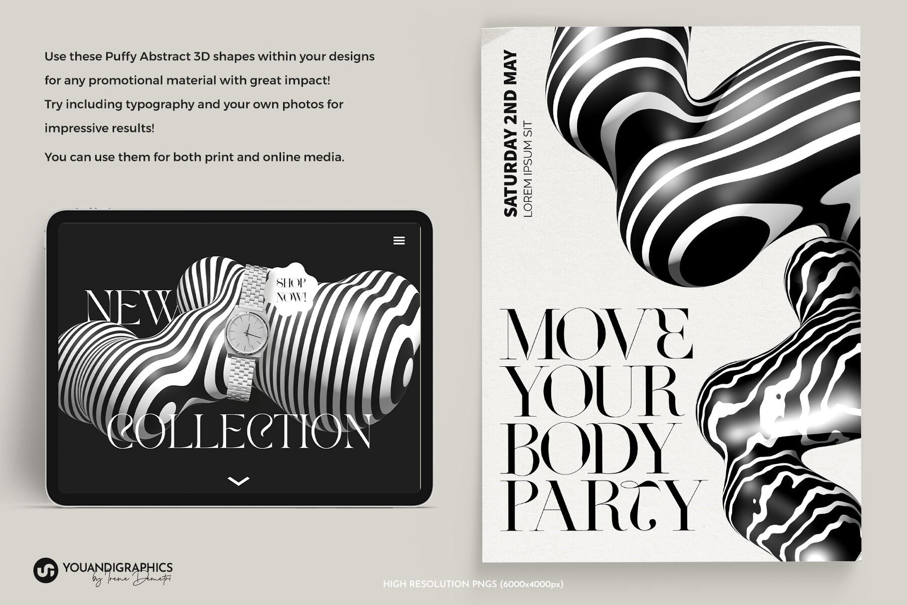 Puffy Abstract 3D Graphics Elements 4