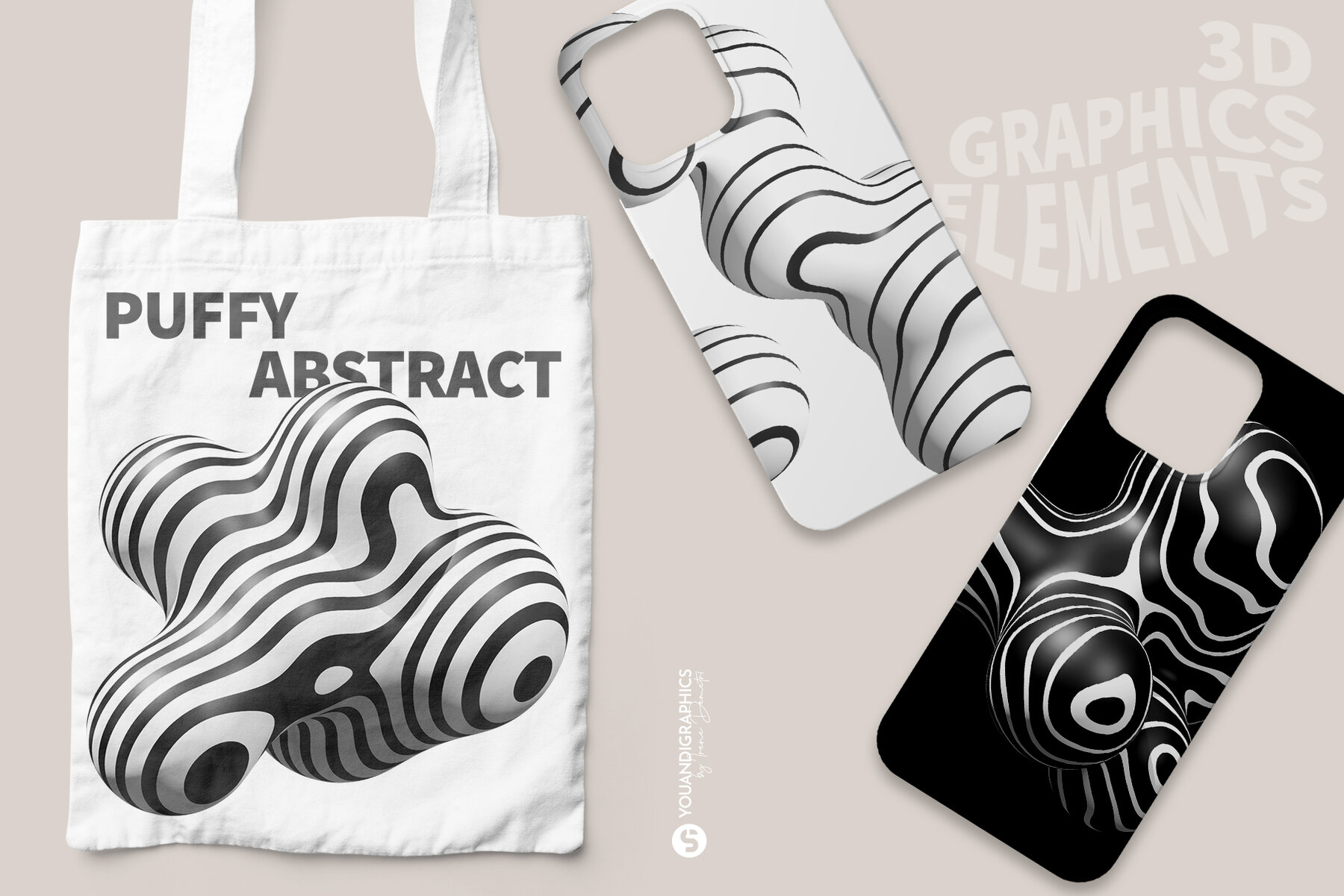 Puffy Abstract 3D Graphics Elements 6