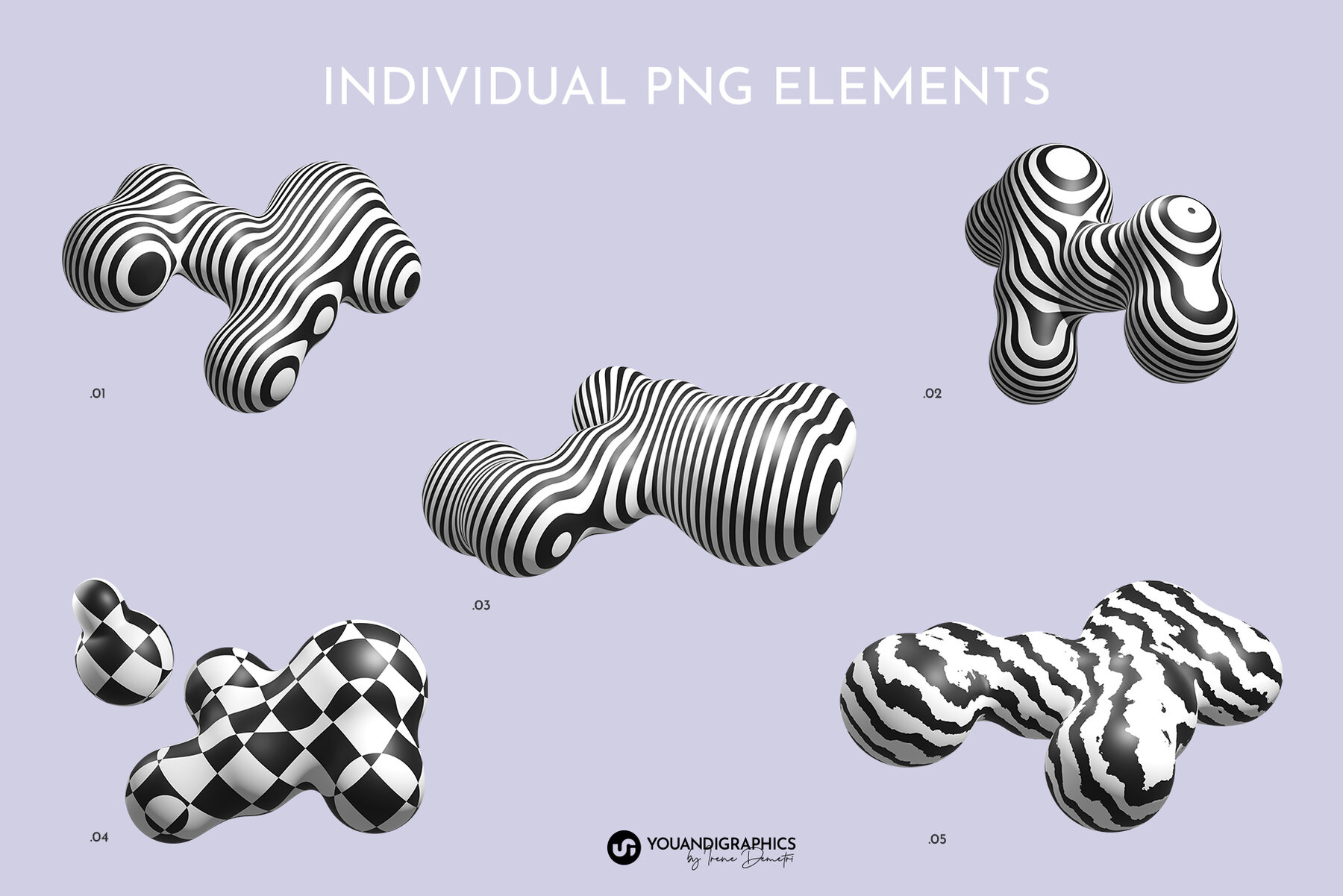 Puffy Abstract 3D Graphics Elements 10