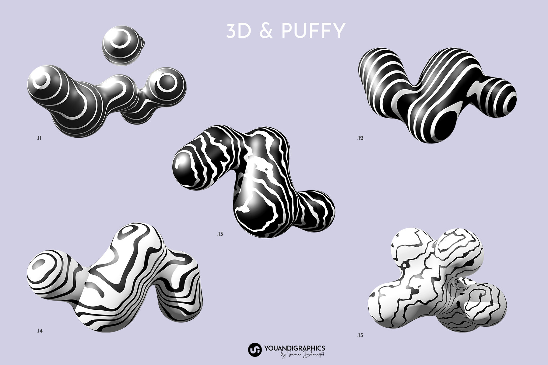 Puffy Abstract 3D Graphics Elements 12