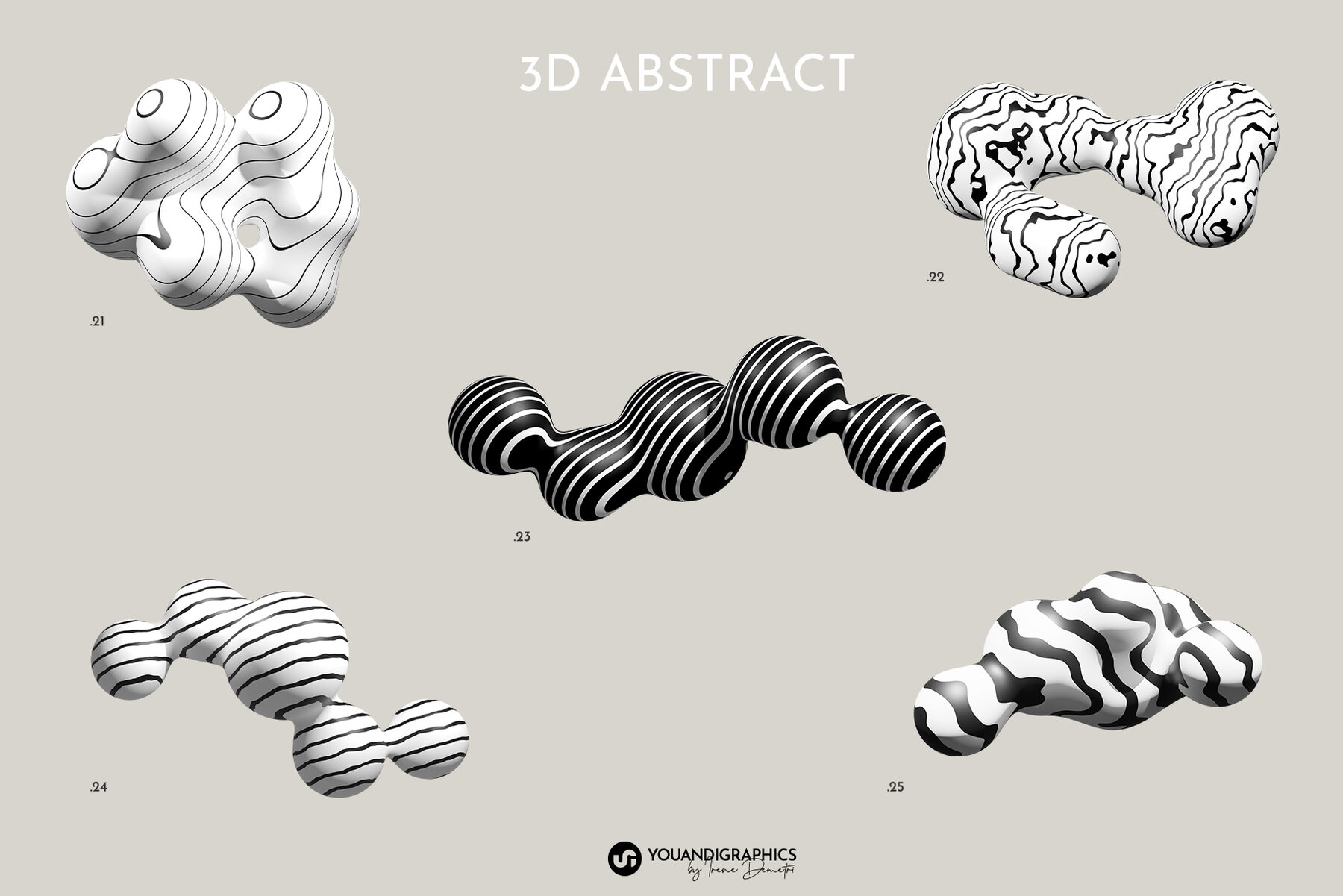 Puffy Abstract 3D Graphics Elements 14