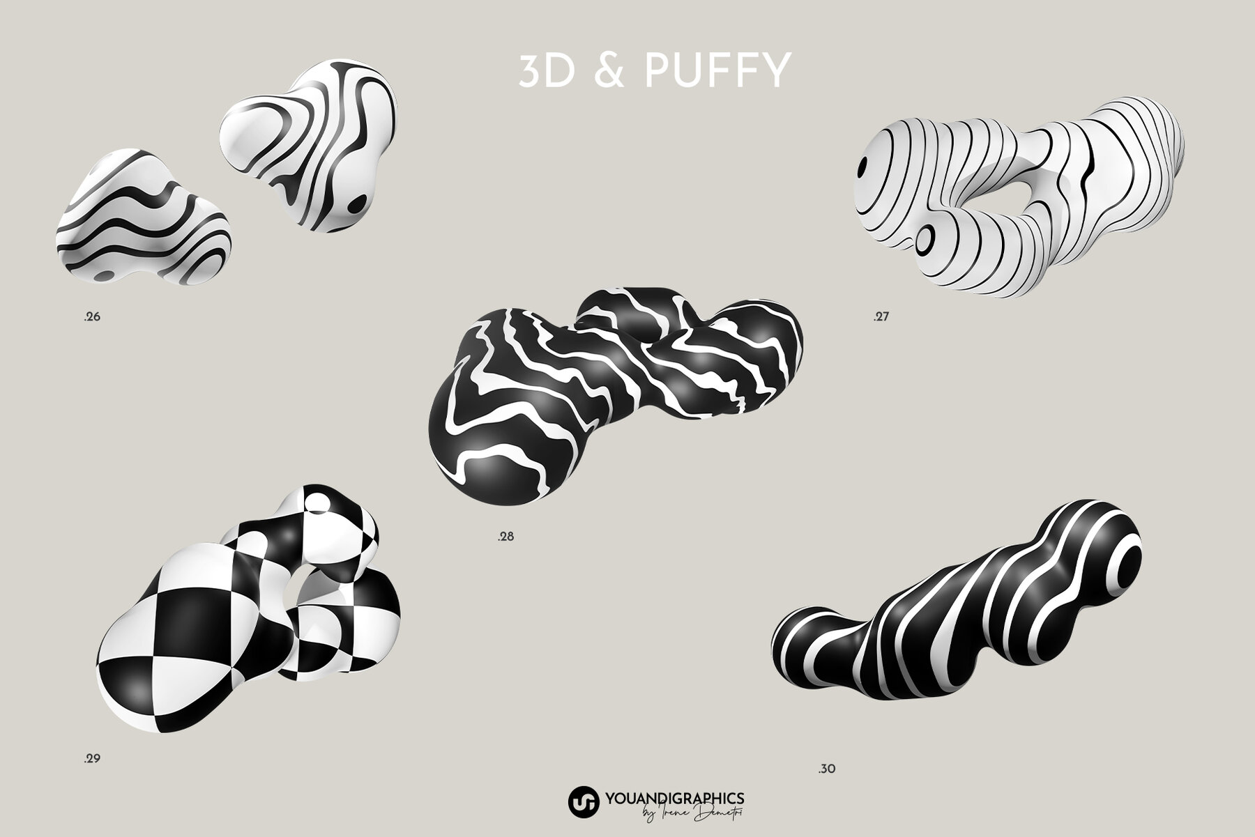 Puffy Abstract 3D Graphics Elements 15