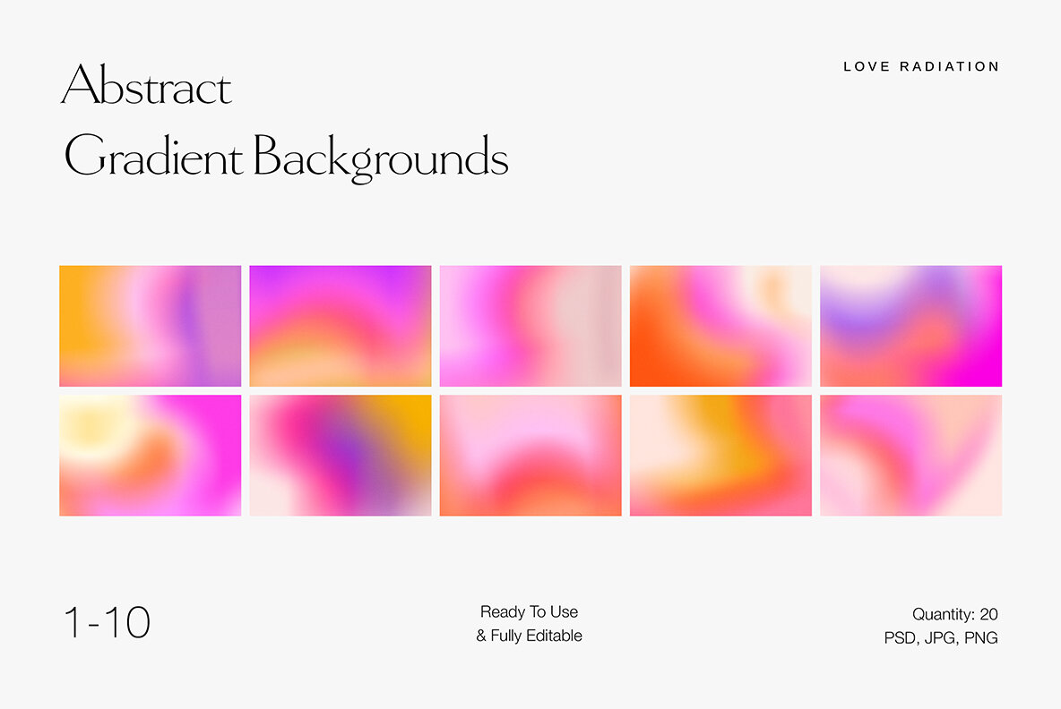 Abstract Bright Neon Grainy Gradient Backgrounds PSD 6