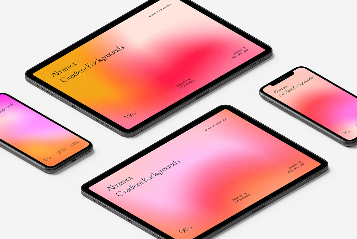 Abstract Bright Neon Grainy Gradient Backgrounds PSD 16