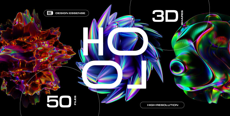 Holographic 3D Abstract Shapes