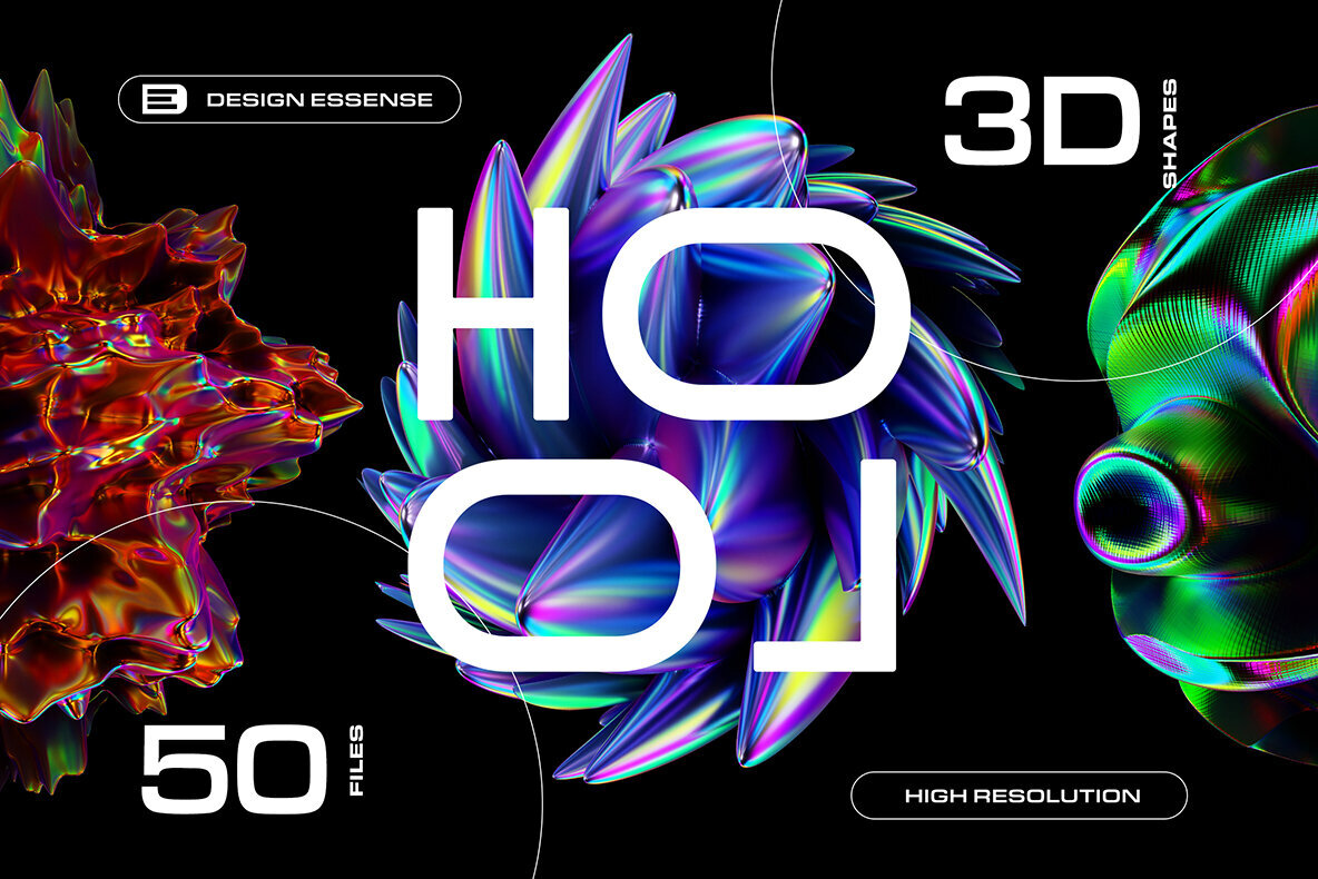 Holographic 3D Abstract Shapes 1