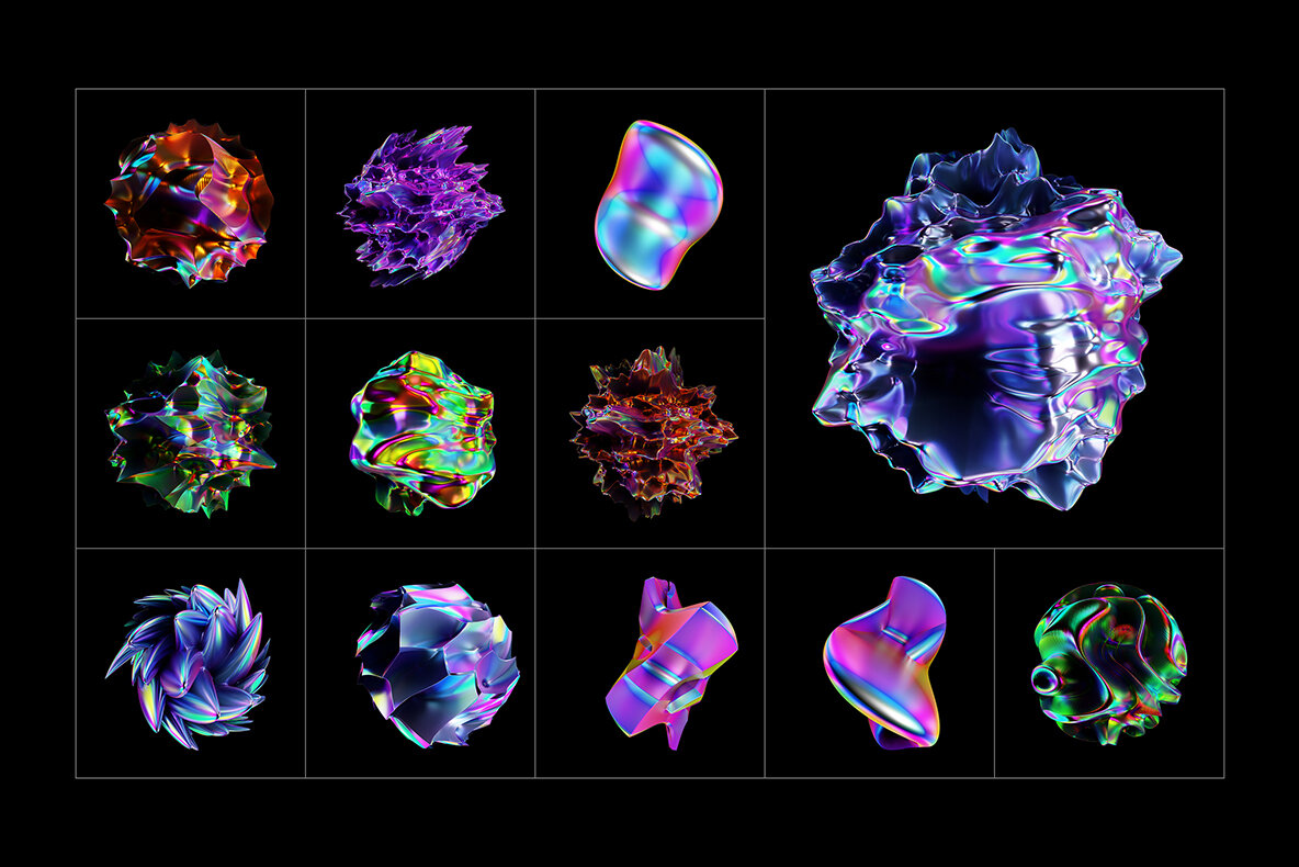 Holographic 3D Abstract Shapes 5