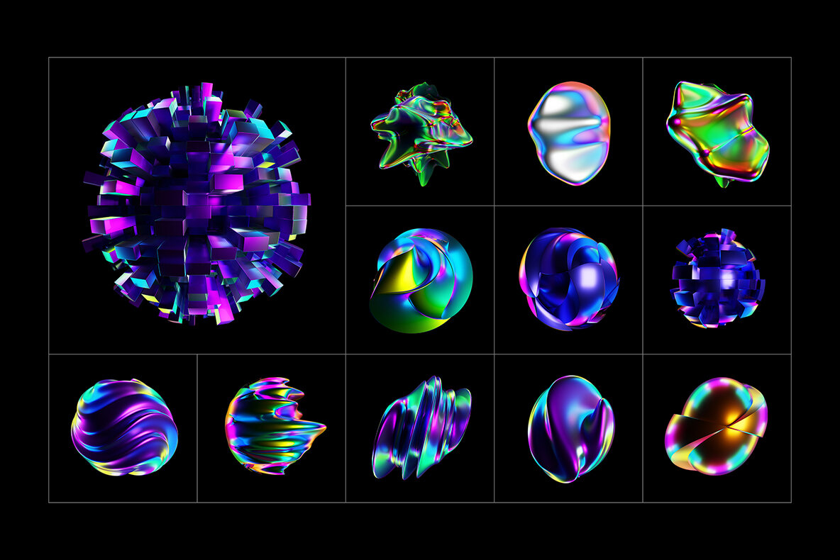 Holographic 3D Abstract Shapes 7
