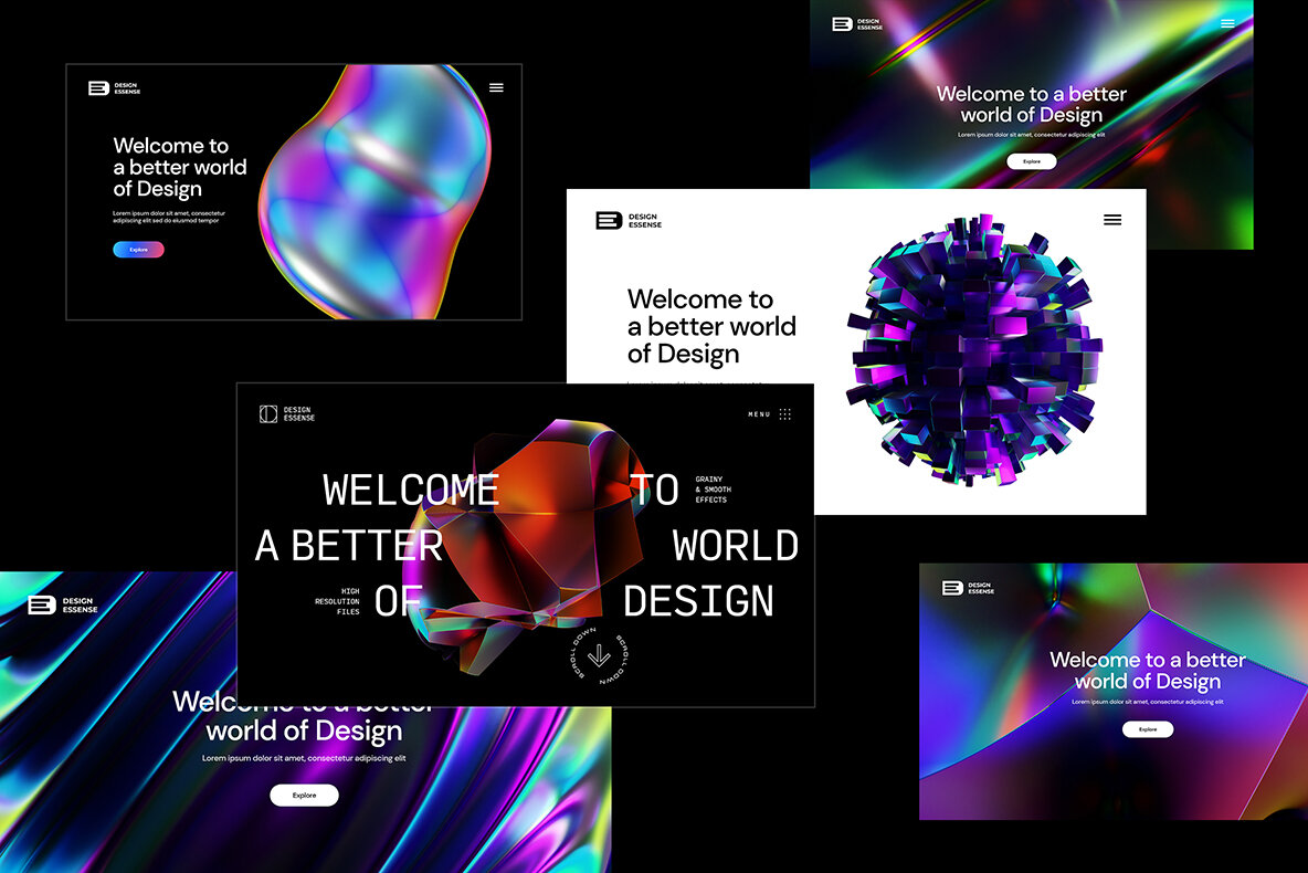 Holographic 3D Abstract Shapes 8