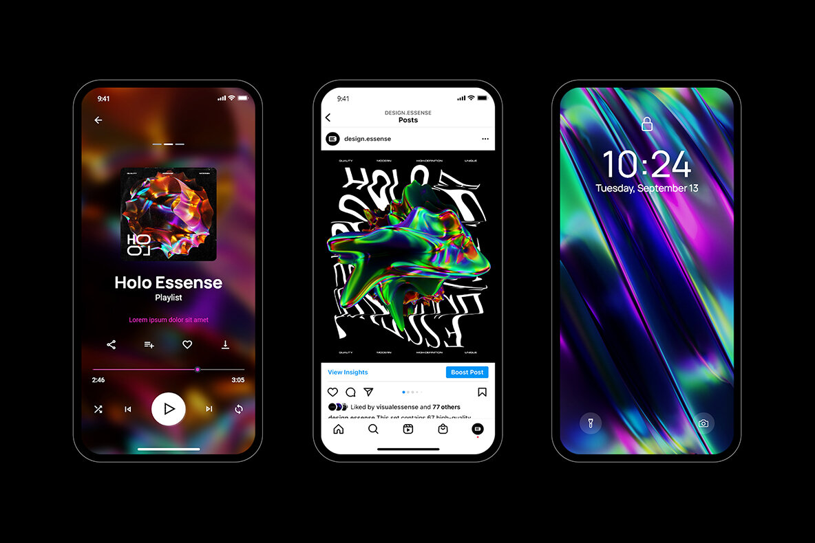 Holographic 3D Abstract Shapes 11