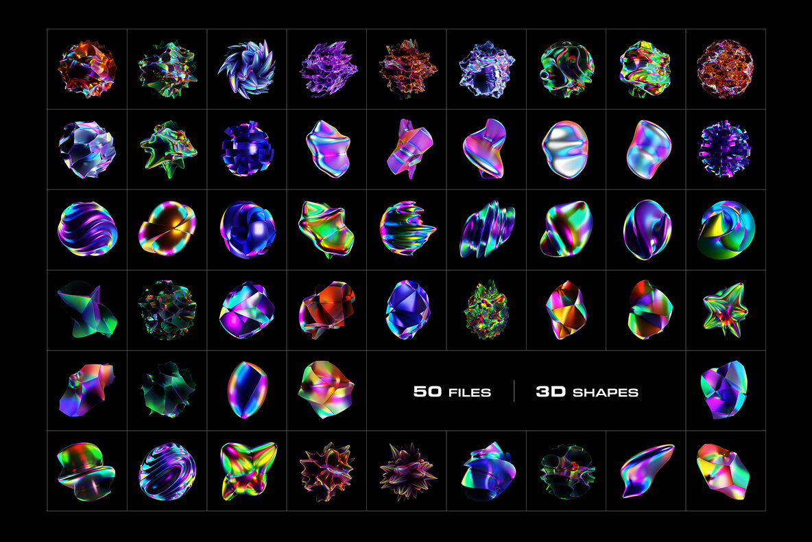 Holographic 3D Abstract Shapes 12