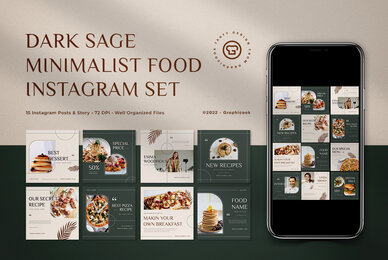 Dark Sage Minimalist Food Instagram Pack
