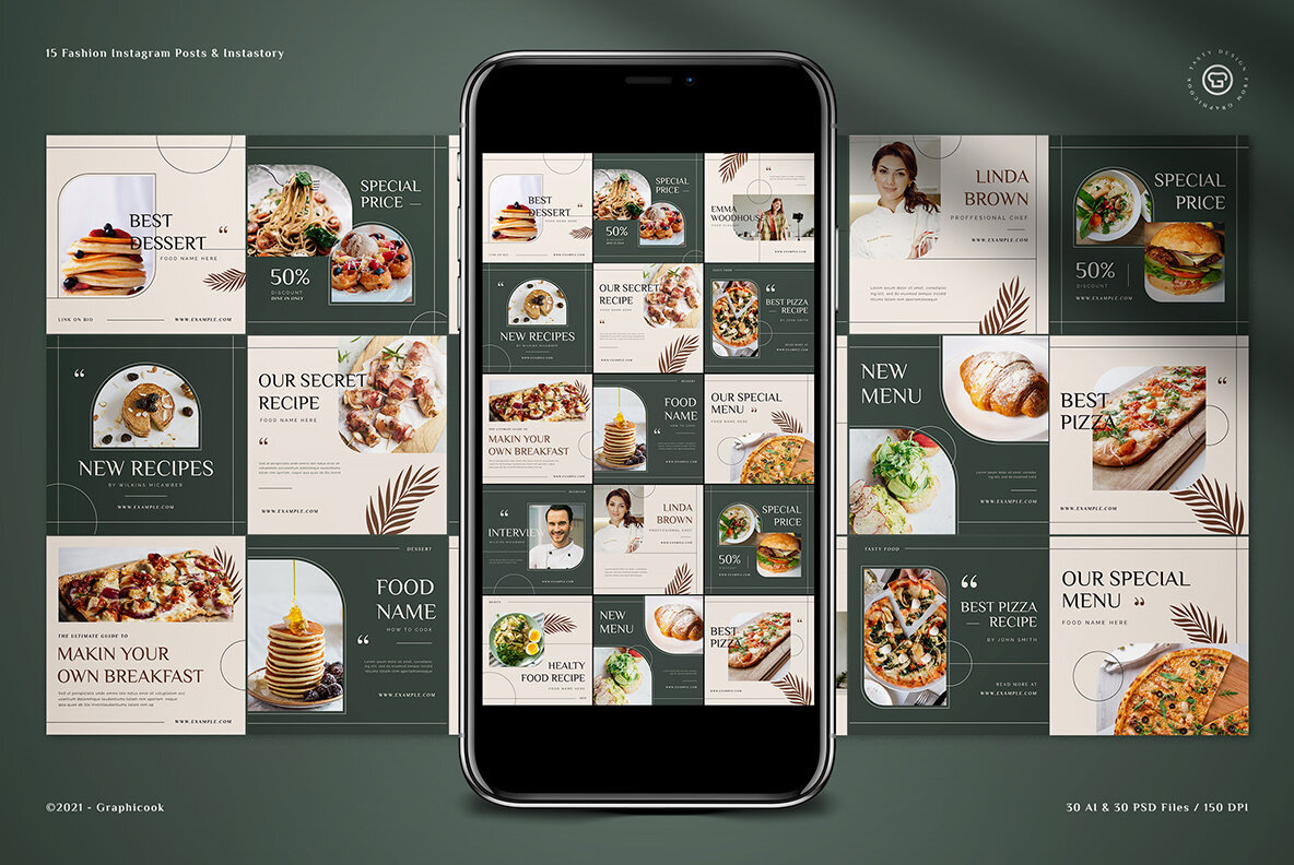 Dark Sage Minimalist Food Instagram Pack 2