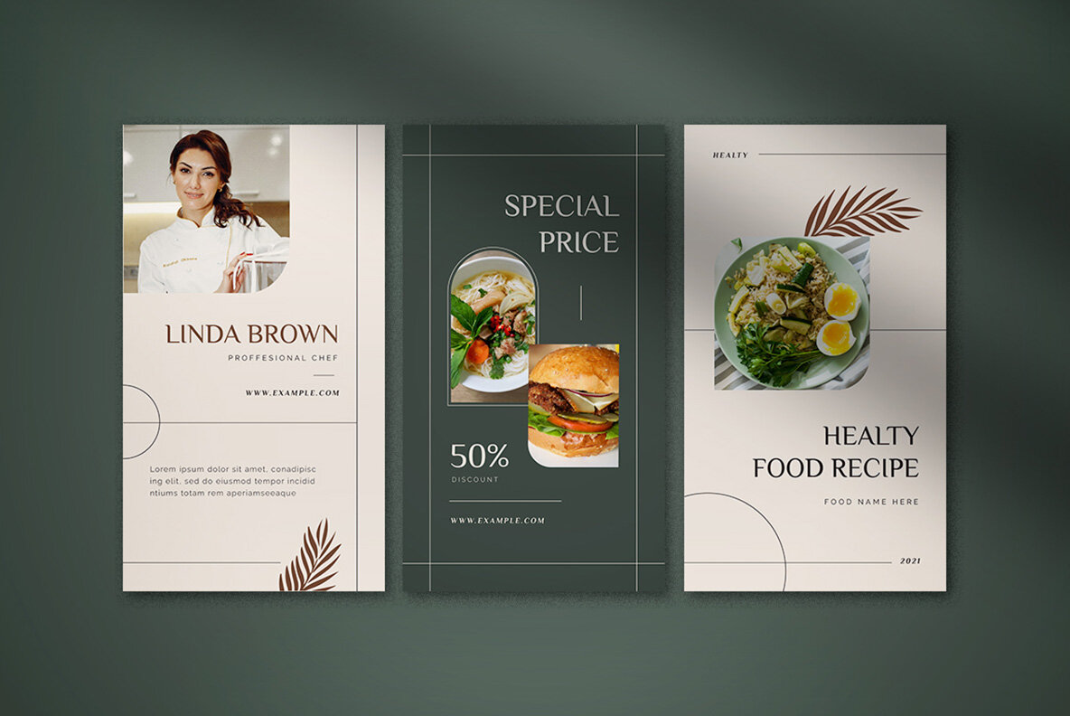 Dark Sage Minimalist Food Instagram Pack 5