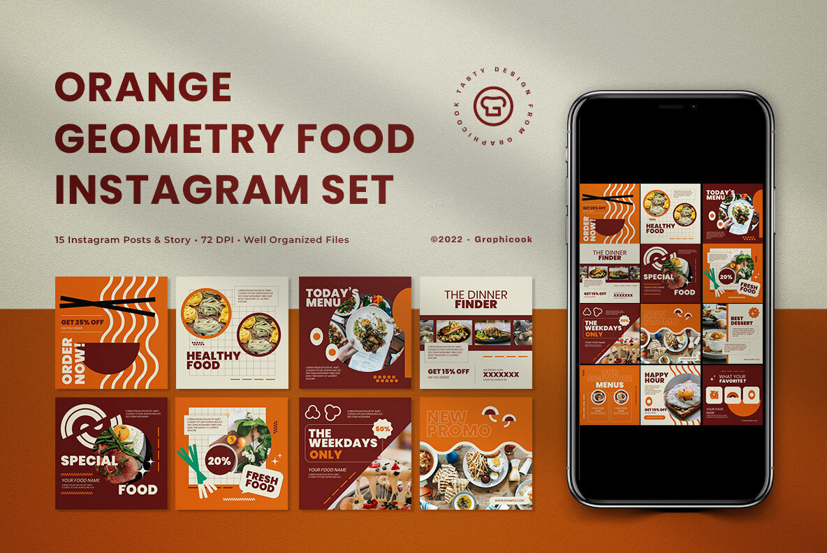 Orange Geometry Food Instagram Pack 1