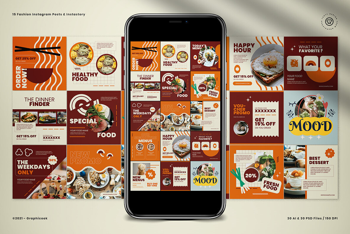 Orange Geometry Food Instagram Pack 2