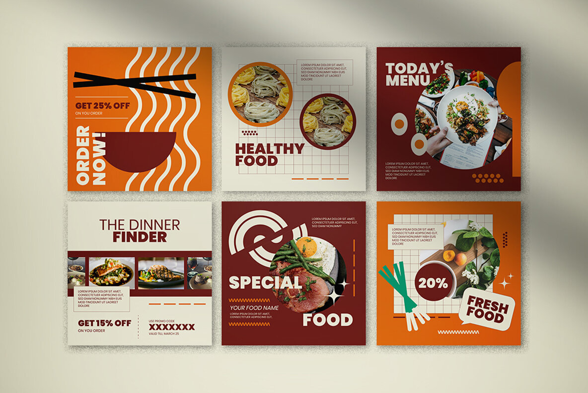 Orange Geometry Food Instagram Pack 3