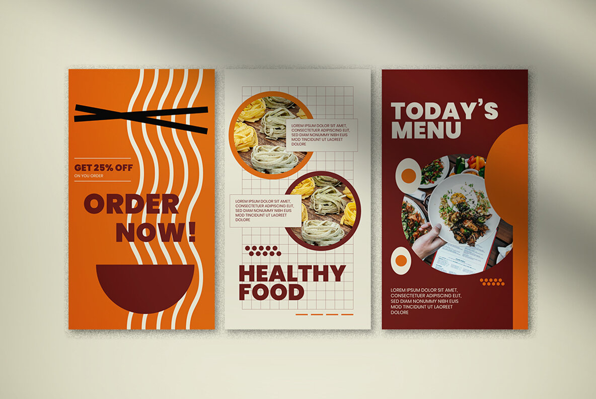 Orange Geometry Food Instagram Pack 5