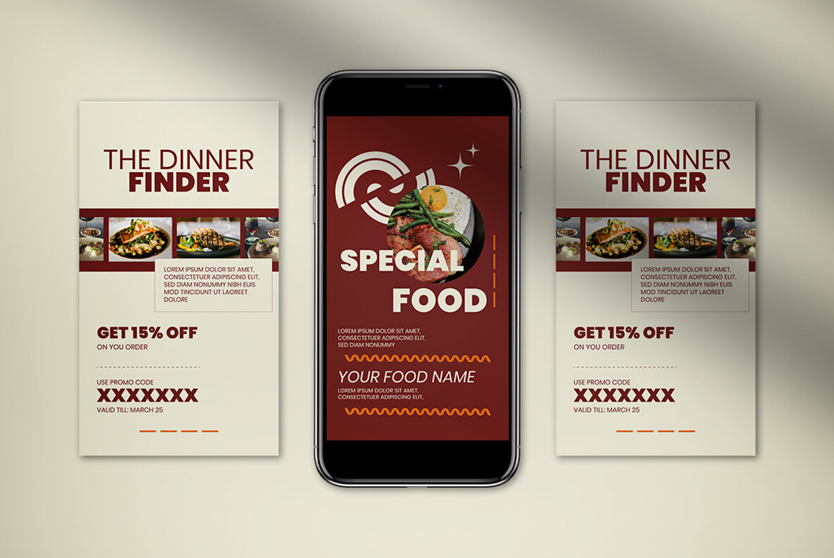 Orange Geometry Food Instagram Pack 6