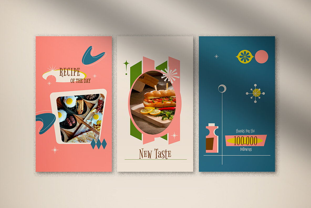 Peach Mid Century Food Instagram Pack 5