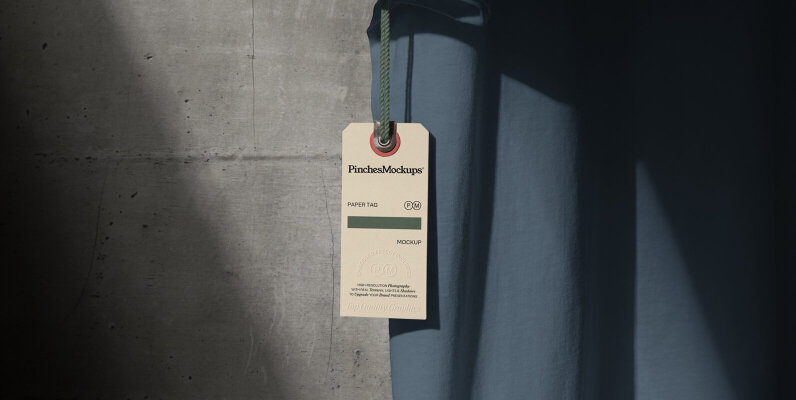 Paper Tag Hanging from T Shirt Mockup PM PT 01